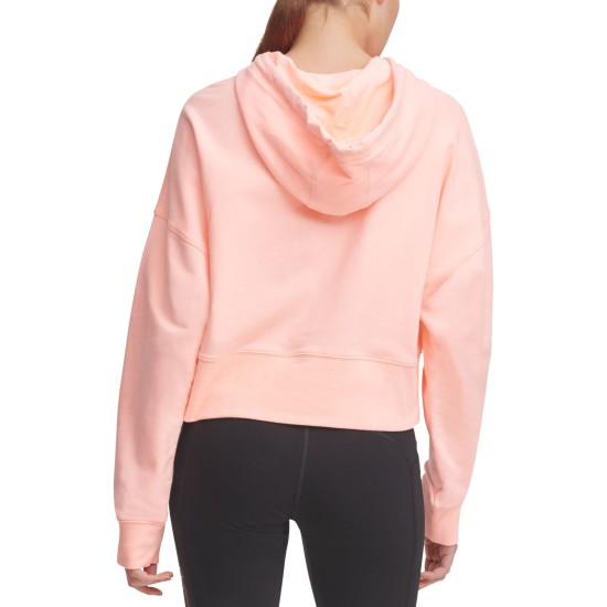  Women’s Ombre-Logo Cropped Hoodie, Orange, Small