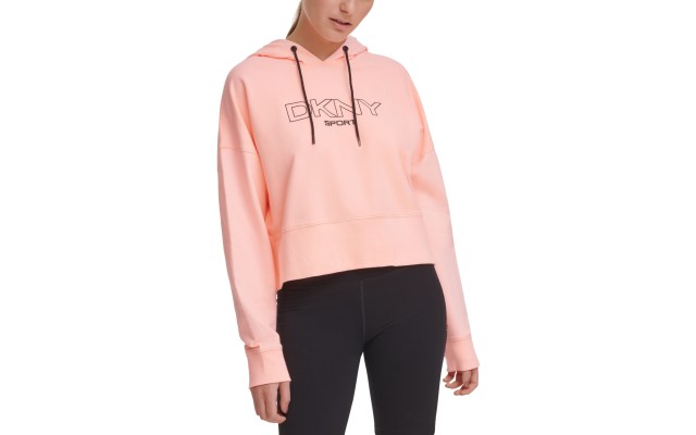  Women’s Ombre-Logo Cropped Hoodie, Orange, Small