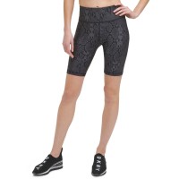 DKNY Women’s Snake-Embossed Bike Shorts, Black, Small