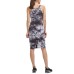 Dkny Women’s Sport High Neck Tie Dye Crop Tank, Black, X-Large