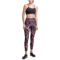 Dkny Women’s Sport Printed Logo 7/8 Length Leggings, Black/Pink,X-Small