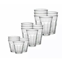 Duralex Picardie Microwave & Dishwasher Safe Durable Tempered Glass Stackable Drinkware – 16 Piece