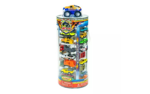  40-Pc. Die-Cast Vehicle Tube Playset