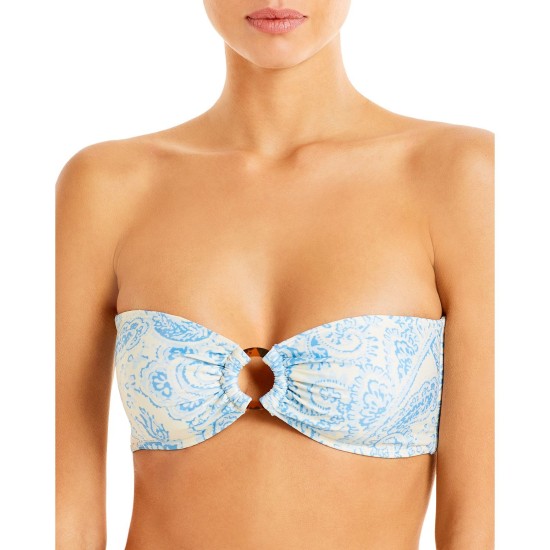 Malady Printed Bandeau Bikini Top,, Blue, Large
