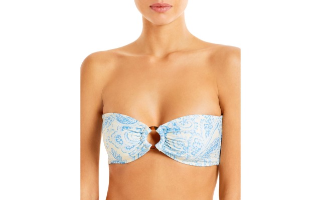  Malady Printed Bandeau Bikini Top,, Blue, Small