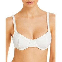 Faithfull the Brand Womens Maeve Underwire Balconette Bikini Swim Top, Plain White, Medium
