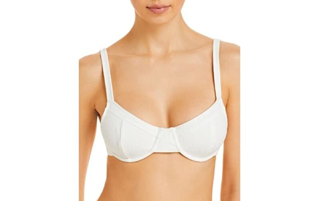  Womens Maeve Underwire Balconette Bikini Swim Top, Plain White, Medium