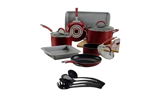  Nonstick Cookware Dishwasher Safe 14 Piece, Red