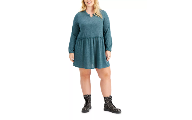 Trendy Plus Size Hacci Babydoll Dress