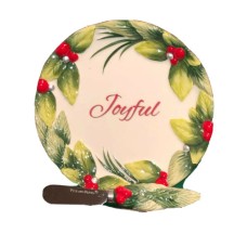 Fitz and Floyd Tartan Christmas Joyful Snack Plate & Spreader