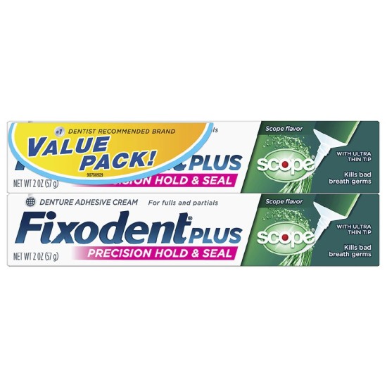  Plus Scope Precision Hold & Seal Denture Adhesive 2.0 Oz TWIN – 4 Oz – 2Pack