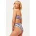  Jenna Printed High Waist Bikini Bottoms, Blue, Medium