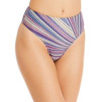 Frankies Bikinis Jenna Printed High Waist Bikini Bottoms, Blue, Small