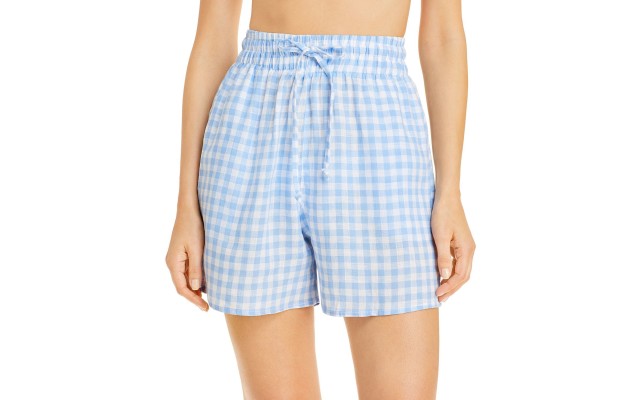 s Lou Gingham Drawstring Shorts, Blue, Medium