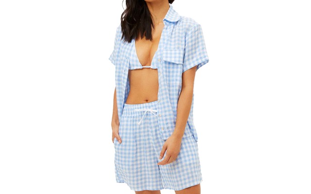  Lou Linen Top, Blue, Blue, M