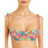Frankies Bikinis Women’s Foxy Printed Strappy Bikini Top, Pink, Medium