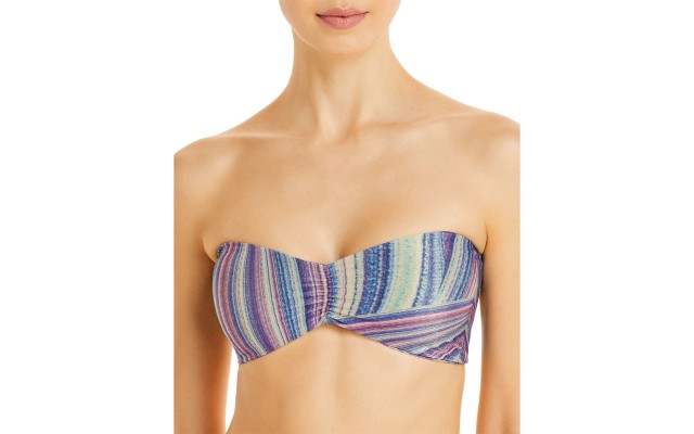  Women’s Jeanette Metallic Bikini Top, Blue, Small