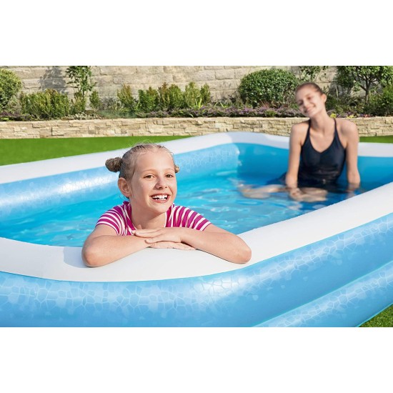 Giant Inflatable Kiddie Pool – Family and Kids Inflatable Rectangular Pool – 10 Feet Long (120″ X 72″ X 20″)
