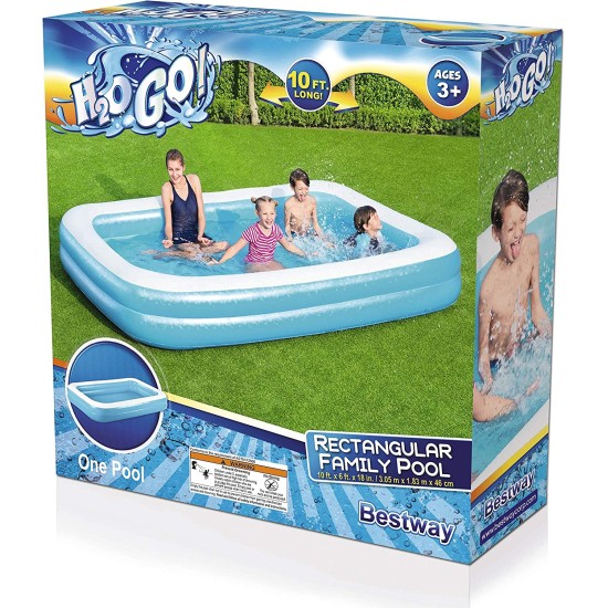 Giant Inflatable Kiddie Pool – Family and Kids Inflatable Rectangular Pool – 10 Feet Long (120″ X 72″ X 20″)