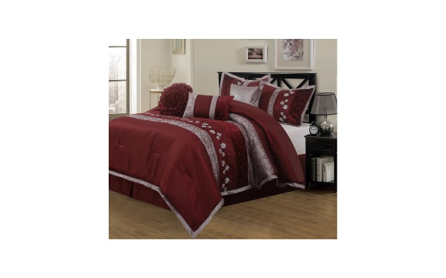 Grand Avenue Stella Wine 7-piece Bedding Comforter Set, Wine, California King