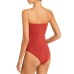  Womens Strapless Lined One-Piece Swimsuit Orange, Small