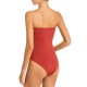  Womens Strapless Lined One-Piece Swimsuit Orange, Small