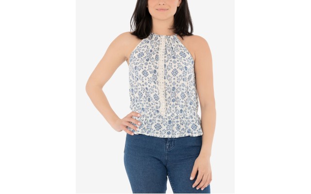  Juniors’ Peplum-Hem Textured Top, X-Large, Blue
