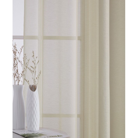  Lumino by Perth Semi Sheer Grommet Curtain Panels, 54×84, Beige, Set of 2