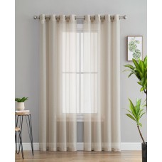 HLC.me Lumino by Perth Semi Sheer Grommet Curtain Panels, 54×84, Beige, Set of 2