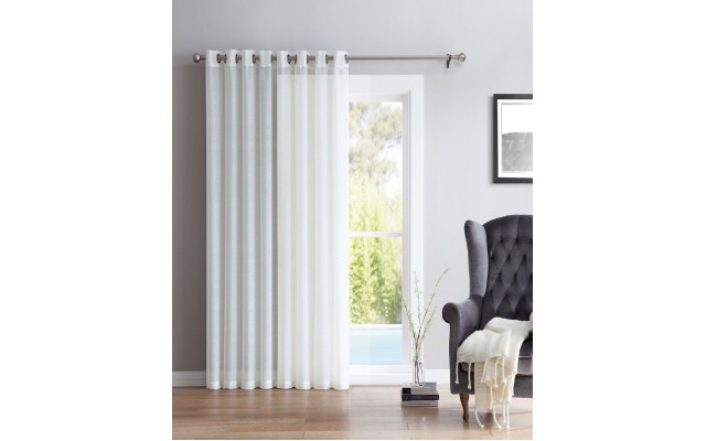  Lumino by Perth Semi Sheer Grommet Patio Door Panel, White, 100 X 84