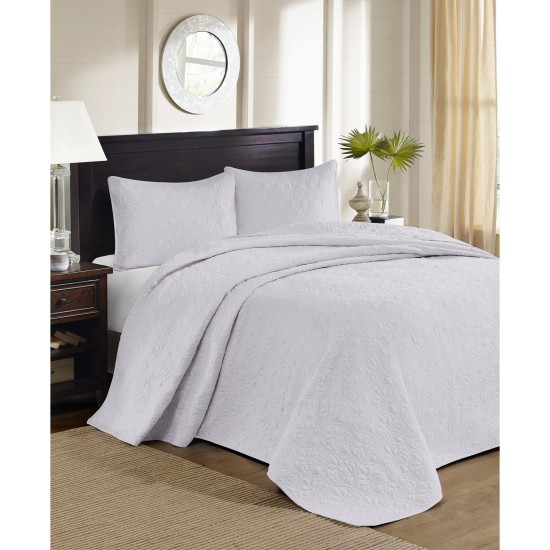 Home Essence Vancouver Solid Reversible Bedspread Set, White, King