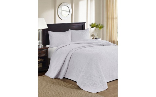 Home Essence Vancouver Solid Reversible Bedspread Set, White, King