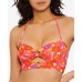  Juniors’ Bold Bouquet Printed Cutout Bikini Top, Pink/Multi, Large