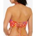  Juniors’ Bold Bouquet Printed Cutout Bikini Top,Orange/Pink, Medium