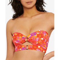 Hula Honey Juniors’ Bold Bouquet Printed Cutout Bikini Top, Pink/Multi, Large