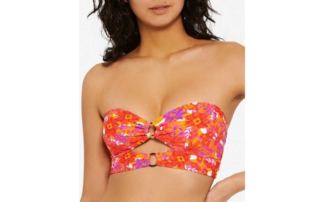  Juniors’ Bold Bouquet Printed Cutout Bikini Top, X-Large, Multi