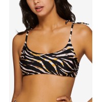 Hula Honey Juniors’ Eternal Animal Bralette Bikini Top, Black/Multi, Medium