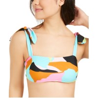 Hula Honey Juniors’ Floral Camo Printed Bralette Bikini Top, Aqua/Multi, Large