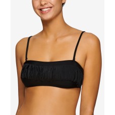 Hula Honey Juniors’ Fringe Bandeau Swim Top, Black, D/DD