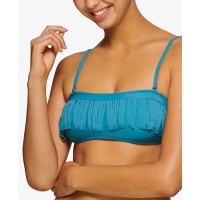 Hula Honey Juniors’ Fringe Bandeau Swim Top, Blue, D/DD