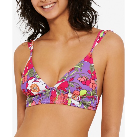  Juniors’ Impressionist Bloom Bikini Top, Purple/Multi, Medium