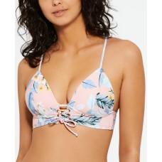 Hula Honey Juniors’ Moana Blossom Lace-Up Bikini Top, Multi, Small