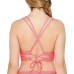  Juniors’ Rib Illusion Cross-Back Bikini Top, Hibiscus, Large