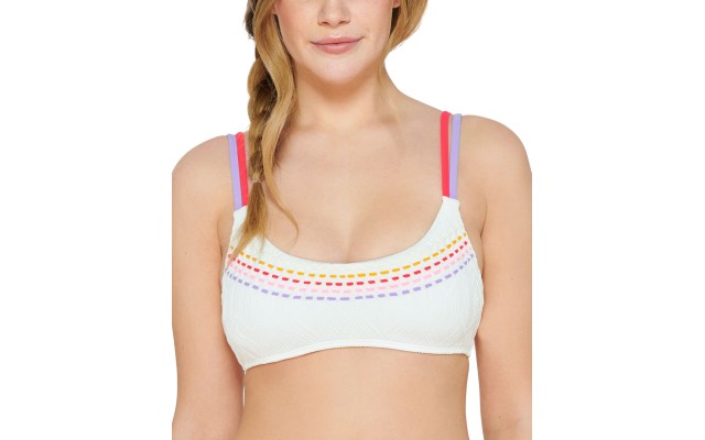  Juniors’ Textured Bralette Bikini Top,White, Medium