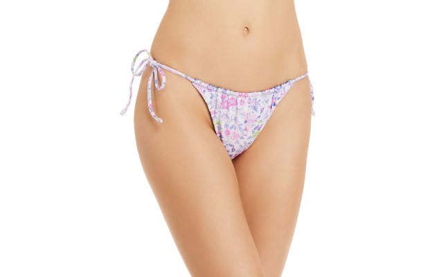  x LoveShackFancy Sunny Meadow Reversible Side Tie Bikini Bottoms, Bright Purple, X-Large