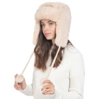 INC Embossed Faux-Fur Trapper Hat, Tan