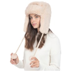 INC Embossed Faux-Fur Trapper Hat, Tan