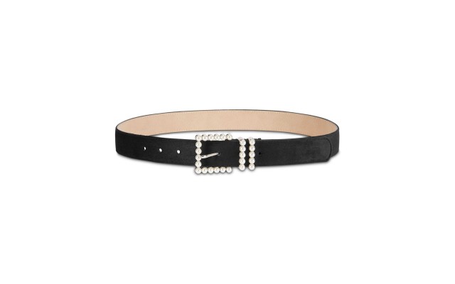  Women's Imitation-Pearl Velvet Belt