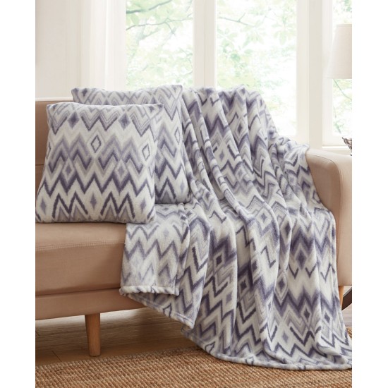   3 Pc Vesper Stripe Decorative Pillows and Throw set, Navy, 50×60