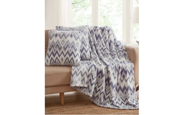   3 Pc Vesper Stripe Decorative Pillows and Throw set, Navy, 50×60